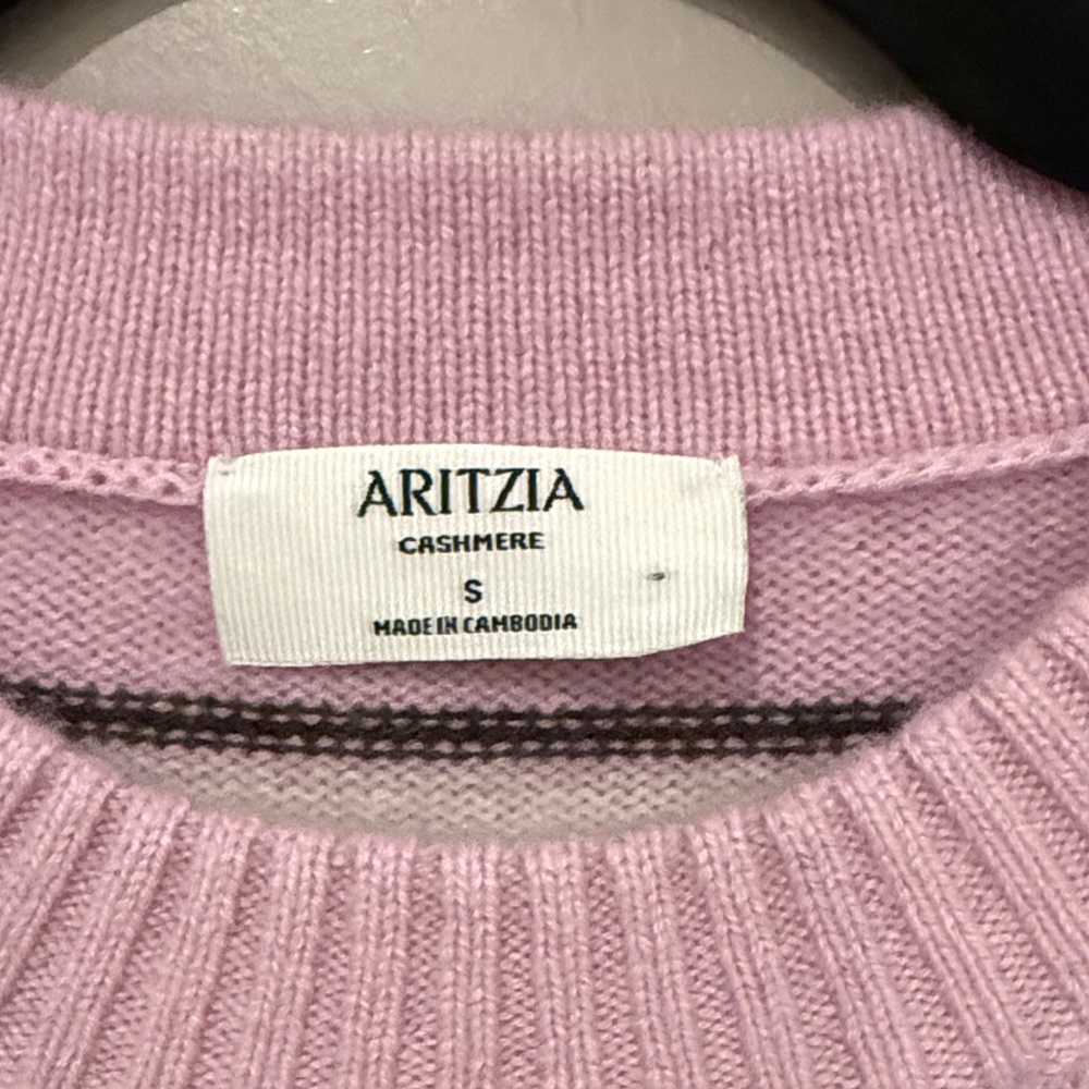 Aritzia Pink and Brown Striped Crew Neck Cashmere Sweater AND Beanie Hat - Picture 3 of 3